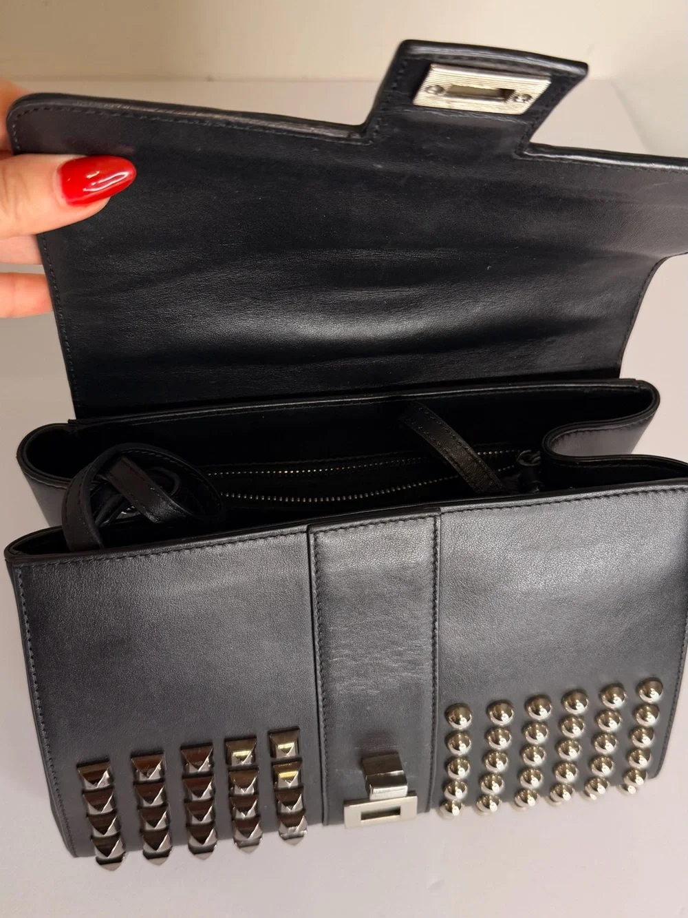 Philipp Plein Black Leather Studded Top-Handle Satchel